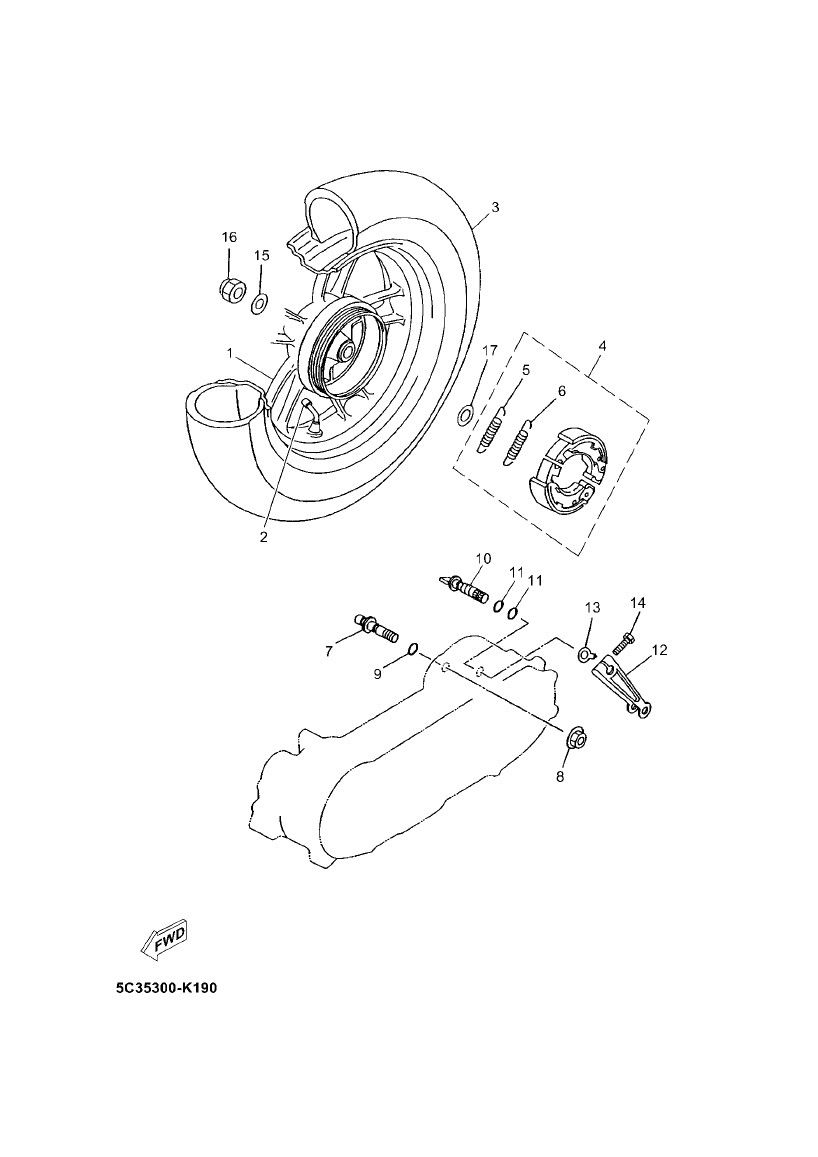 Hinterrad Yamaha Neos 4-Takt (nach 2008)