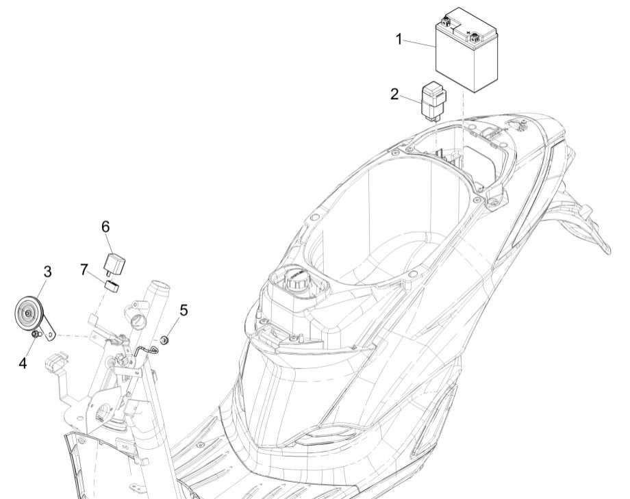 Fernschalter - Batterie - Claxon Piaggio Liberty 125 4-Takt 3V IE ABS