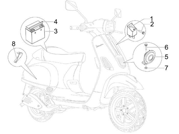 Batteriehorn Vespa S 2-Takt