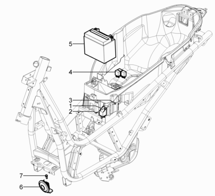 Fernschalter - Batterie - Hupe Piaggio Beverly 125 RST 4T 4V IE E3 2010-2015 (EMEA)