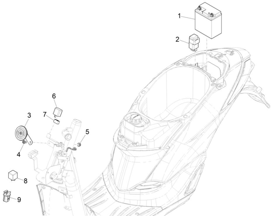 Fernschalter - Batterie - Claxon Piaggio Liberty 50 4-Takt