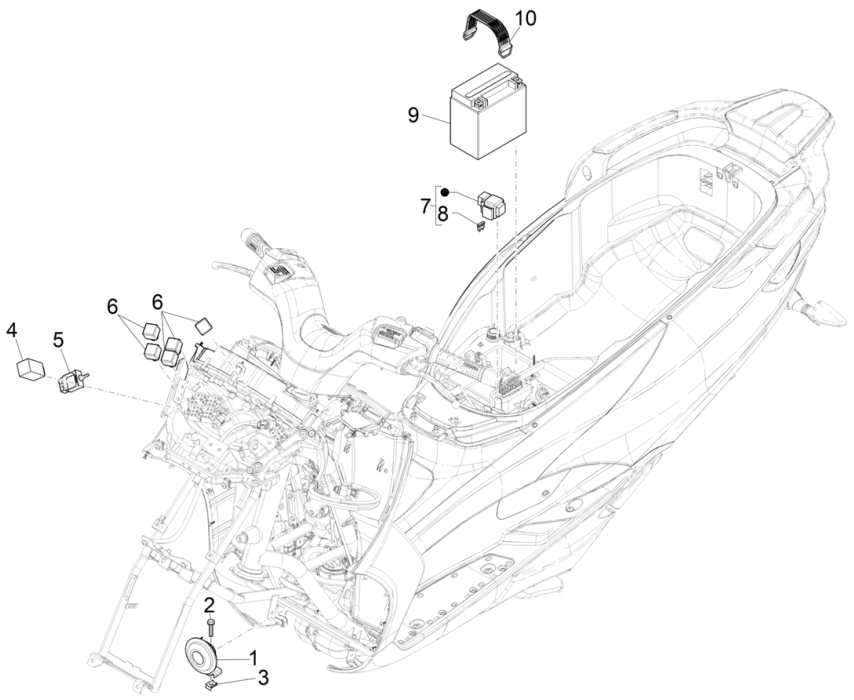 Fernschalter - Batterie - Claxon Piaggio MP3 350 Maxi Sport E4 ABS 2018-2020 (EMEA)