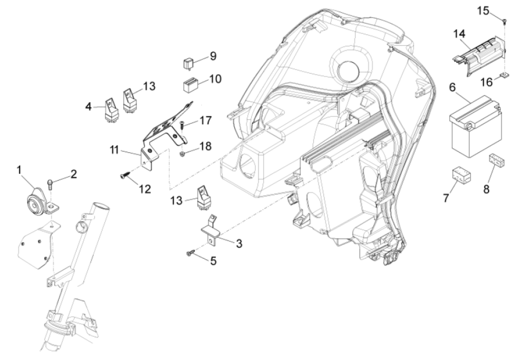 Fernschalter - Piaggio Fly 125 4-Takt 3V IE E3-Batterie