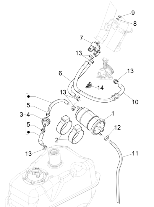 Piaggio Beverly 300 4T 4V HPE ABS E5 Verdunstungsschutzanlage 2021-2022 (EMEA)