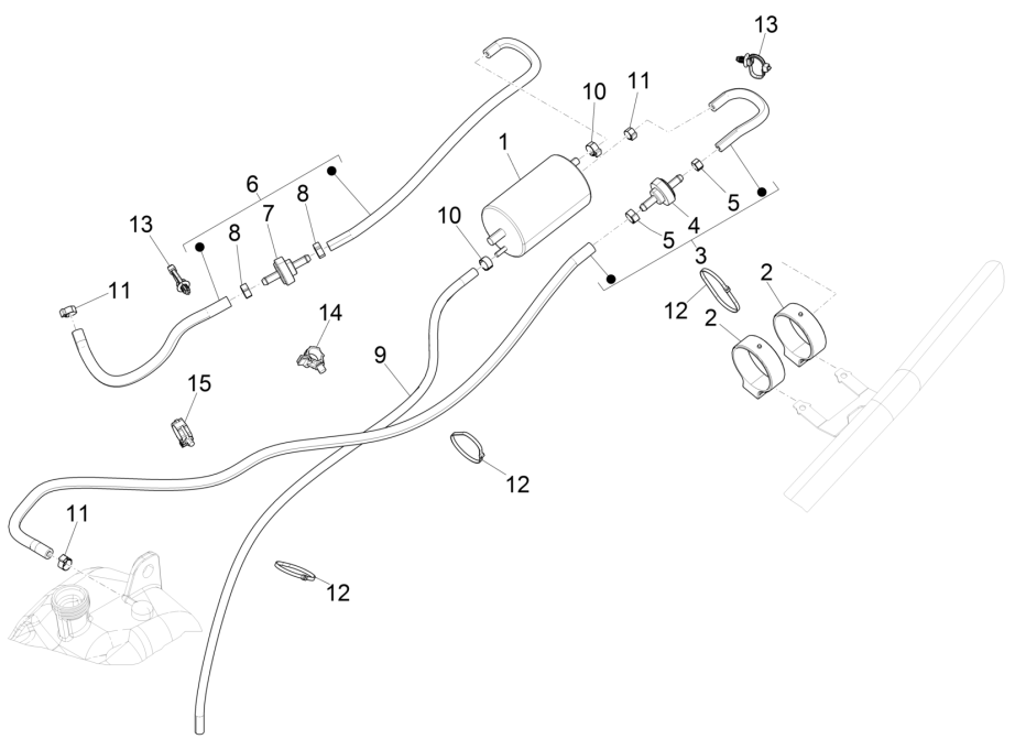 Piaggio MP3 350 Maxi Sport E4 ABS 2018-2020 Verdunstungsschutzsystem (EMEA)