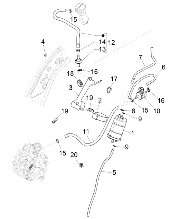 Verdunstungsschutzanlage Vespa GTS 125 4T E5 ABS 2021 (EMEA)