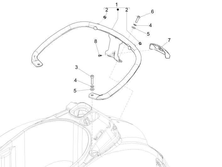 Gepäckträger hinten Vespa GTS 300 dh 2008-2016 (mit und ohne ABS)