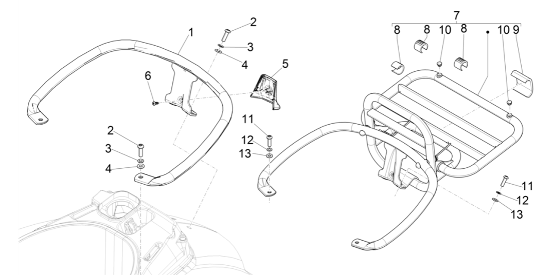 Hinterer Gepäckträger für Vespa GTS 125 4T E4 ABS 2019 (EMEA)