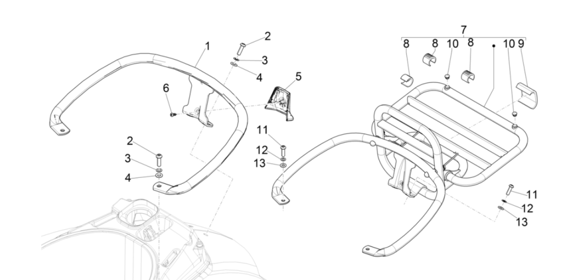 Hinterer Gepäckträger für Vespa GTS 125 4T E5 ABS 2021 (EMEA)