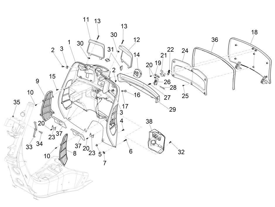 Vespa GTS 125 4-Takt IE ABS Euro4 Beinschild 2016-2018