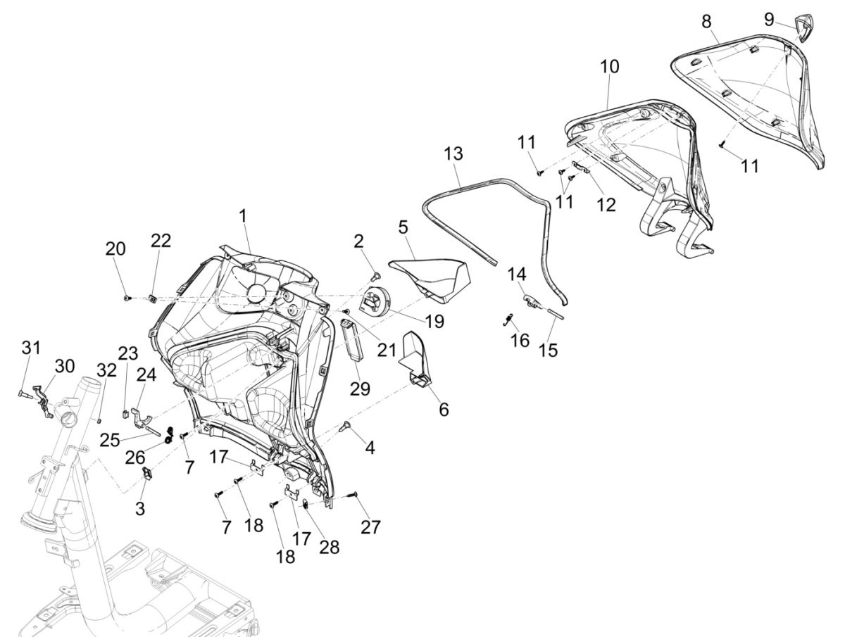 Liberty 125 IGET 4T 3V IE E4 ABS Beinschild 2015-2019 (EMEA)