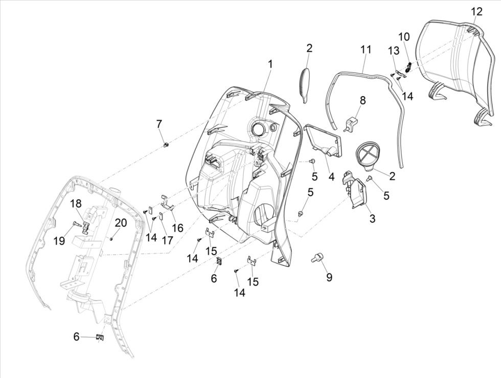 Vespa Primavera 4-Takt-3V-Beinschild (Euro5-Injektion IGET)