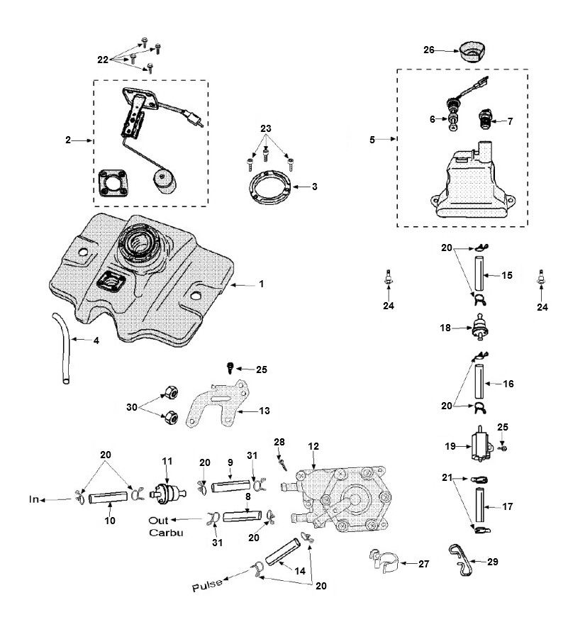 Kraftstofftank - Öltank 2 Peugeot Speedfight 3 AC 2-Takt