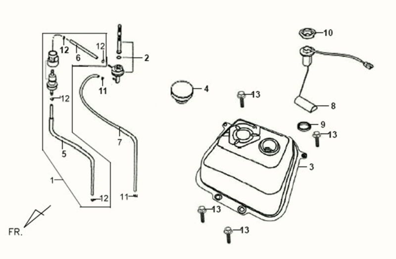Powertank, Benzin, Schwimmer Sym Fiddle, Weiß, WH8018P