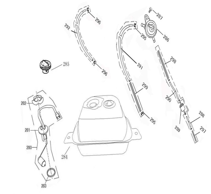 Benzintank China R8 dunkelblau