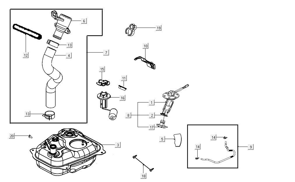 Kraftstofftank Kymco Agility 16'+ 4-Takt-Einspritzung euro4 schwarz