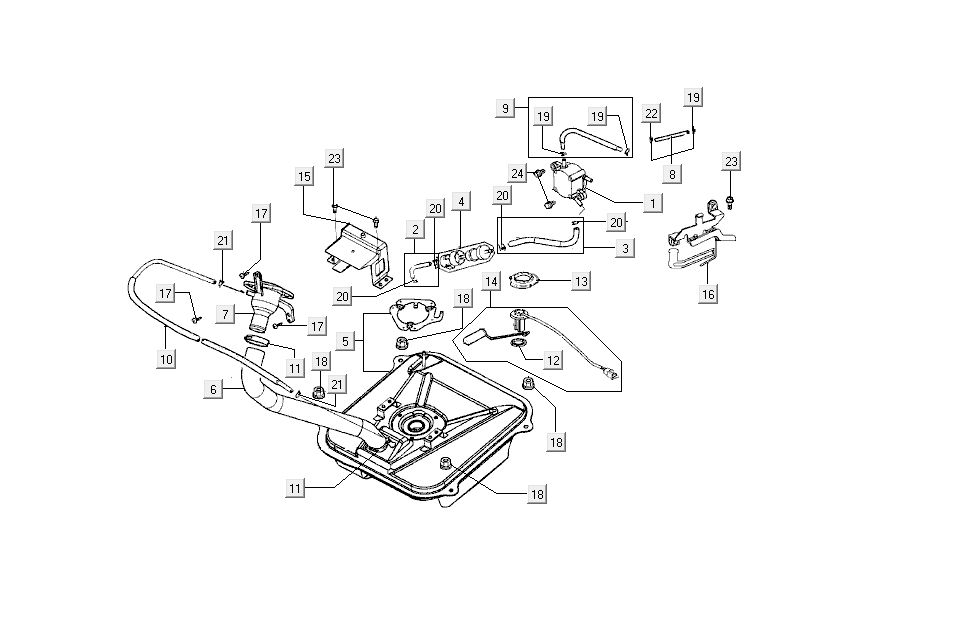 Benzintank Kymco B&W LC 2-Takt Silber