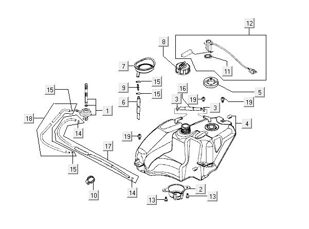 Kraftstofftank Kymco Super9 2t lc o.m mattschwarz-rot