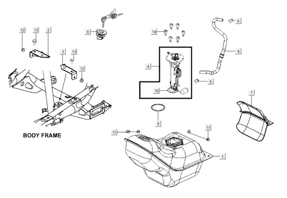 Kraftstofftank Kymco Xciting 400i Matt Black