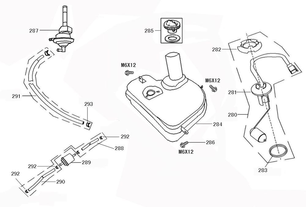 Benzintank - Tankgeber - Benzinhahn Neco Borsalino Oro 50 4T AC MatCreme