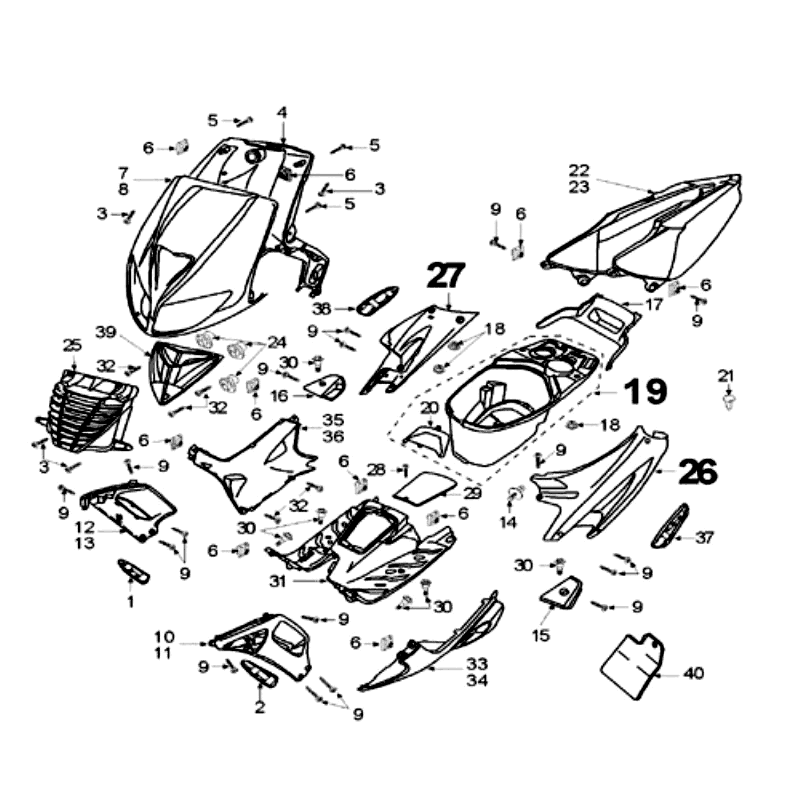 Überzug Peugeot Speedfight 2 AC Schwarz