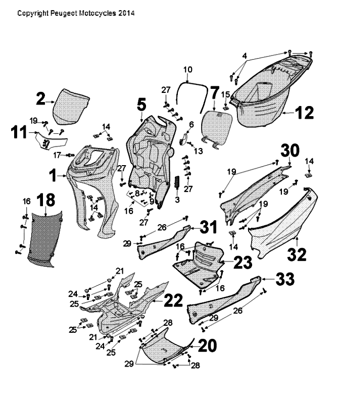 Verkleidungsteile - Helmfach Peugeot Tweet Evo onyx Grau (I6)