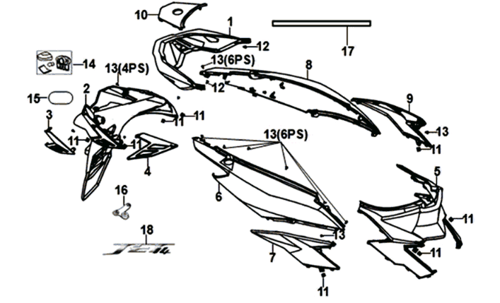 Beschichtung Sym Jet 14 125I E4 (R-010CA)