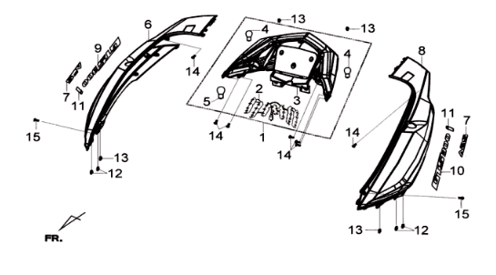 Sym Joymax 300I ABS E3 2014-2016 Schwarz (BK-231S) Rückwand