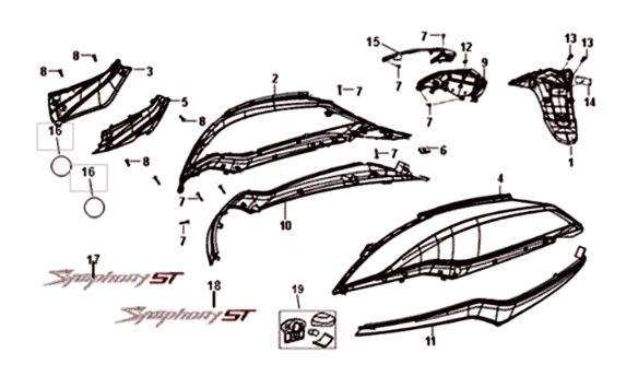 Sym Symphony ST 200I Hellschwarze Beschichtung (BK-7C)