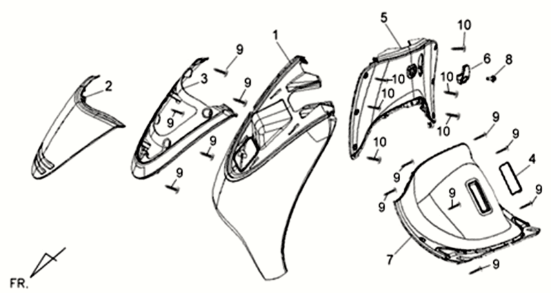 Beschichtung Frontbeschichtung innen Sym Allo GT (BK007U S882U) schwarz silber