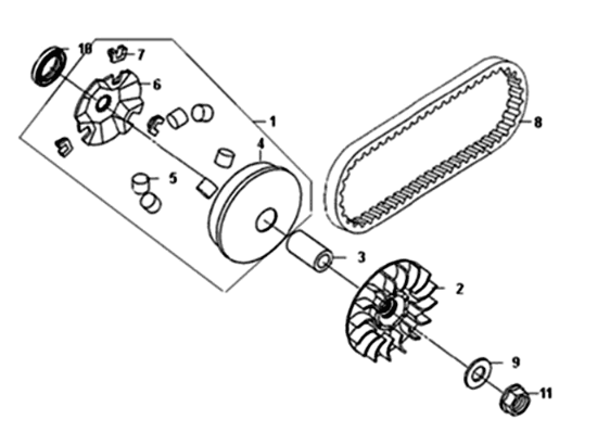 Beweglicher Flansch/V-Riemen Sym Symphony ST 200I