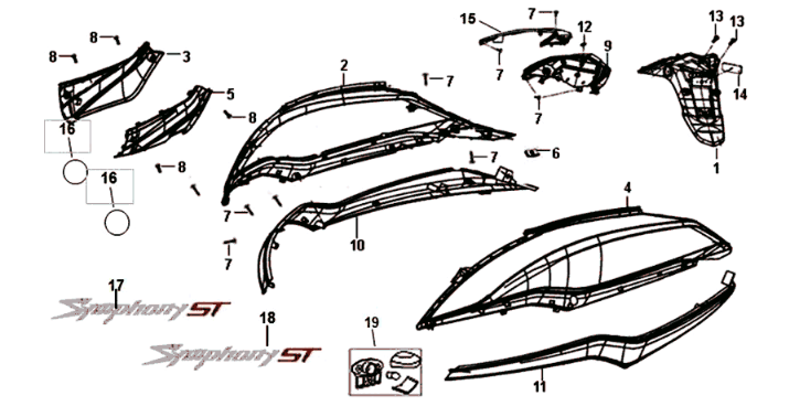 Plating Sym Symphony ST 125I E4 Blau/Schwarz/Silber (BU-280S/BK-001C/S-882U)