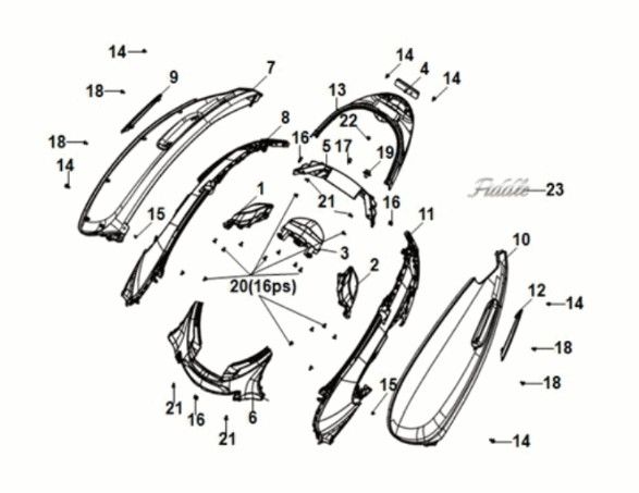 Body cover - tail light Sym Fiddle IV 125i AC CBS E5 2020-2021 GREY (BK-2593U)