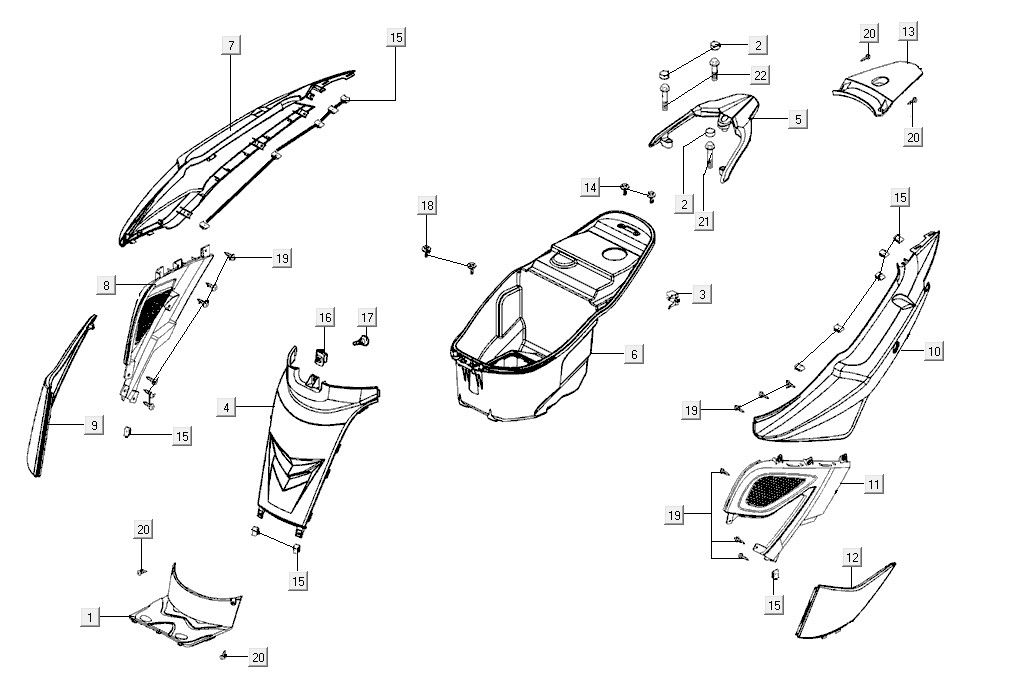 Body cover luggage box Kymco Super8 R E5 GROEN
