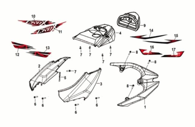 Body Cover Sym Crox 50 E5 WHITE/GREY (WH-8018P/GY-7450U)