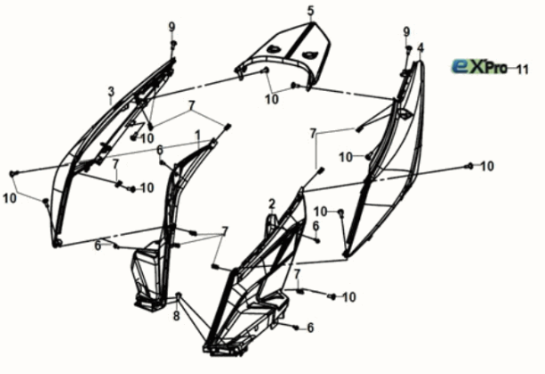 Karosserieabdeckung Sym E-XPRO 45KM/H 2020-2021 Grau (GY-010U)