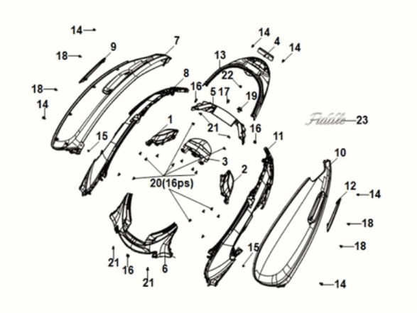 Body cover Sym Fiddle IV 125i AC CBS E5 2020-2021 WHITE (WH-8028P)