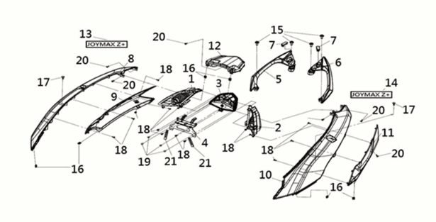 Body cover Sym Joymax Z 125i E5 2022 SUBMARINE GREY (GY7547UL)