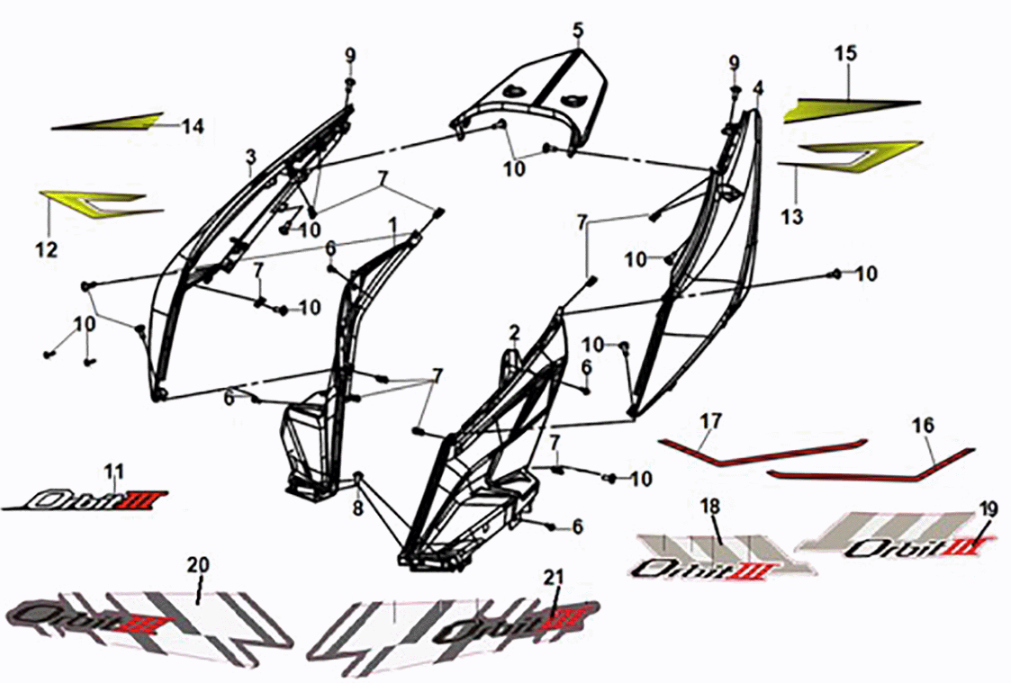 Körperabdeckung Sym Orbit III 50 E5 Reichgrau (GY-430C)