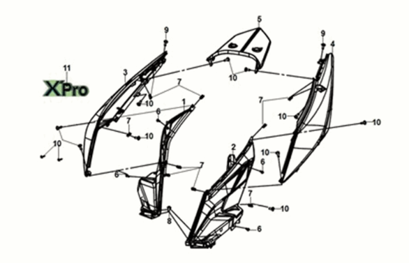 Körperabdeckung Sym X-Pro 50 E5 Weiß (WH-8018P)