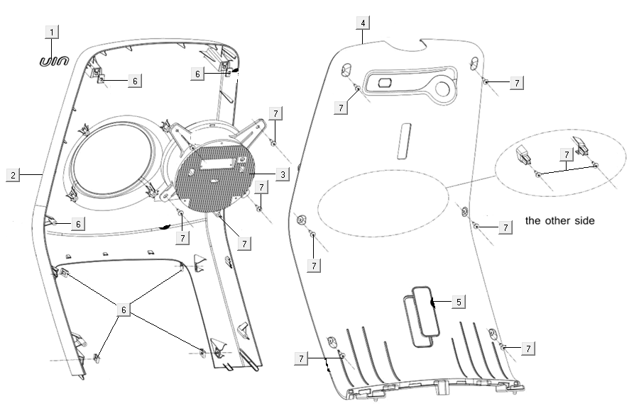 Beinschild - Vorderdeckel Niu M+ Sport rot