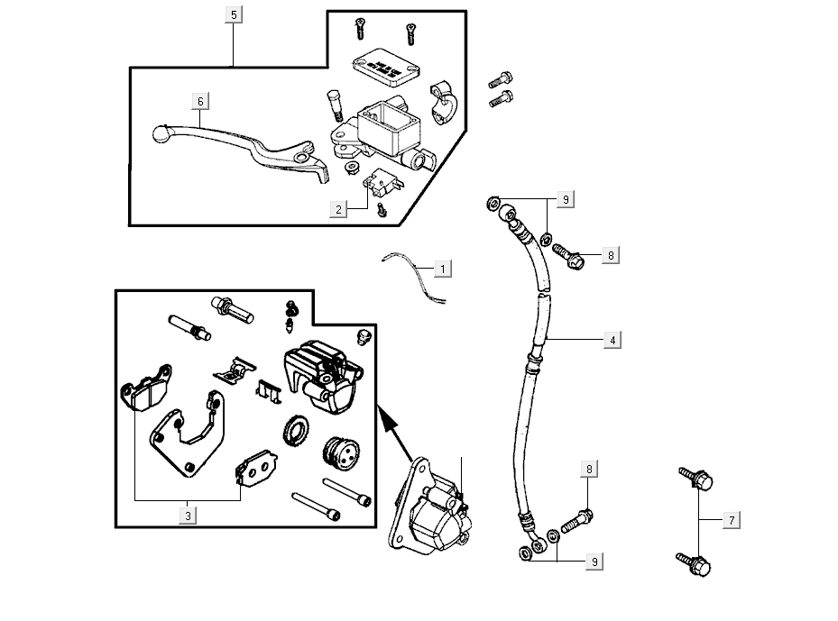 Hauptbremszylinder Kymco Super8 Street 50i E4 Matt Schwarz