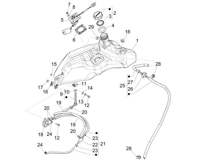 Benzintank - Tankgeber - Benzinhahn Vespa Sprint 50 2T AC