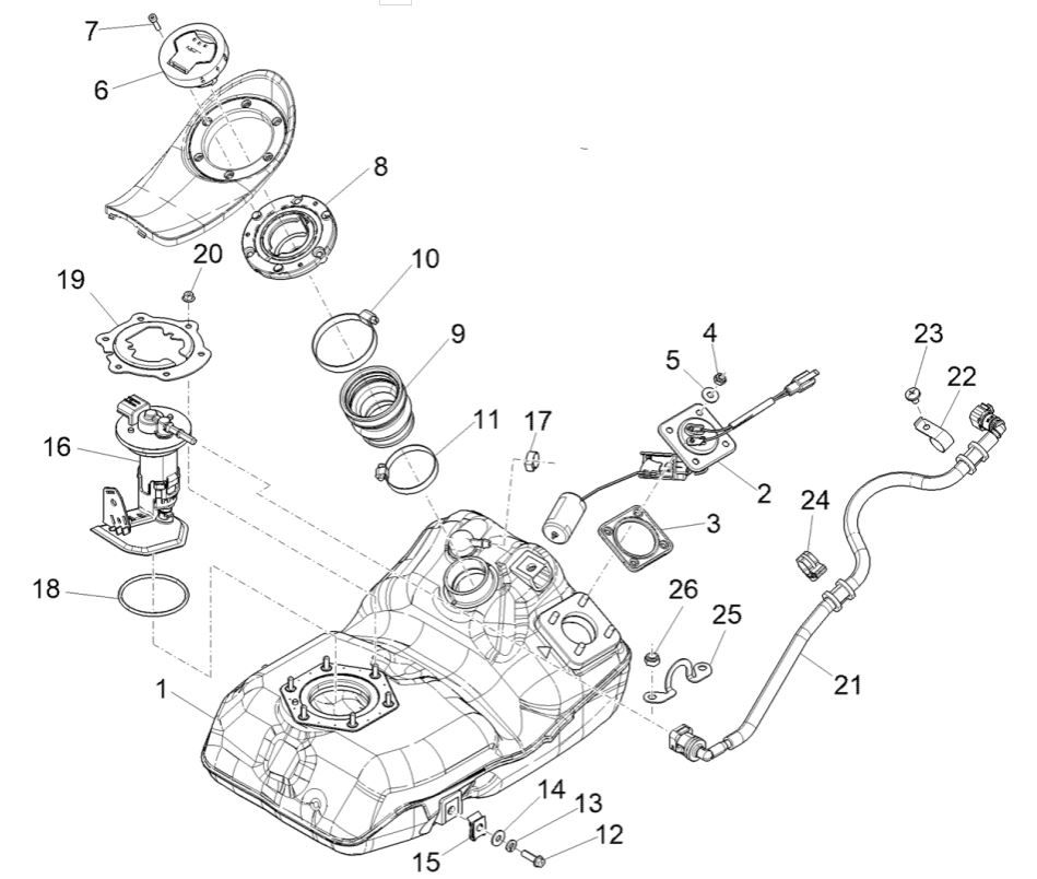 Kraftstofftank Piaggio Medley 125 ABS E5 2021-2022 (EMEA)