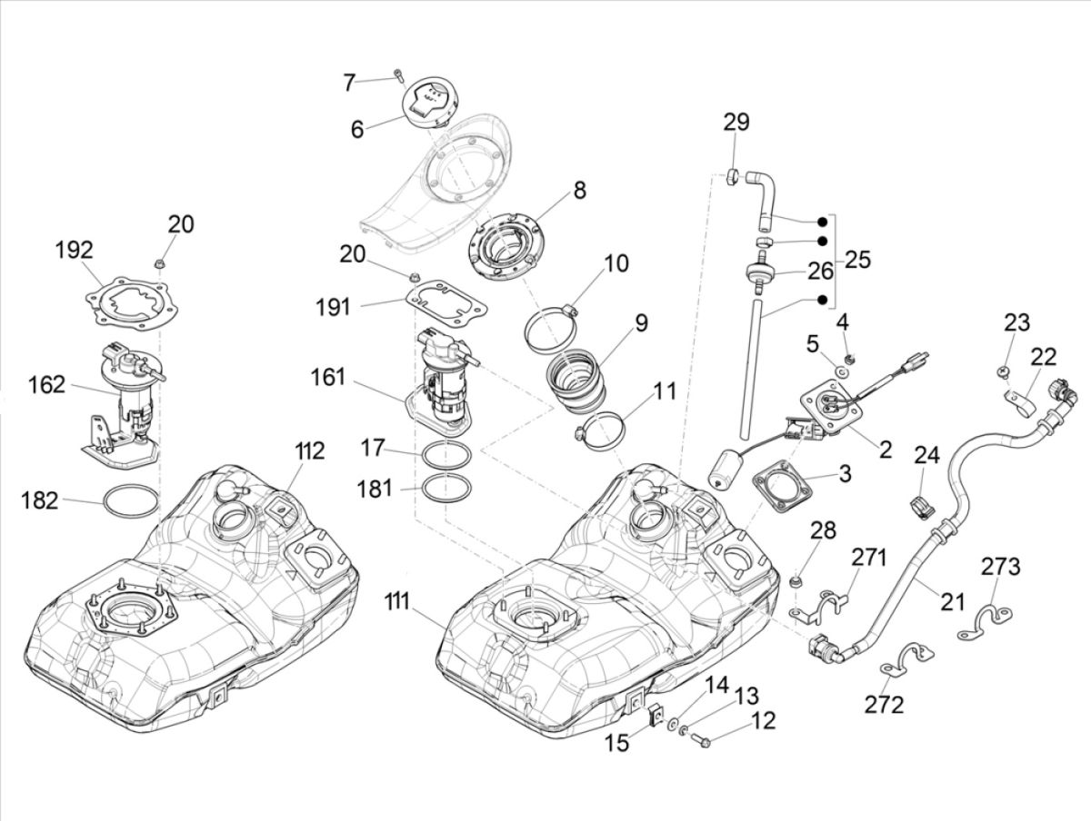 Kraftstofftank Piaggio Medley 125 4T IE ABS E4 2016-2019 (EMEA)