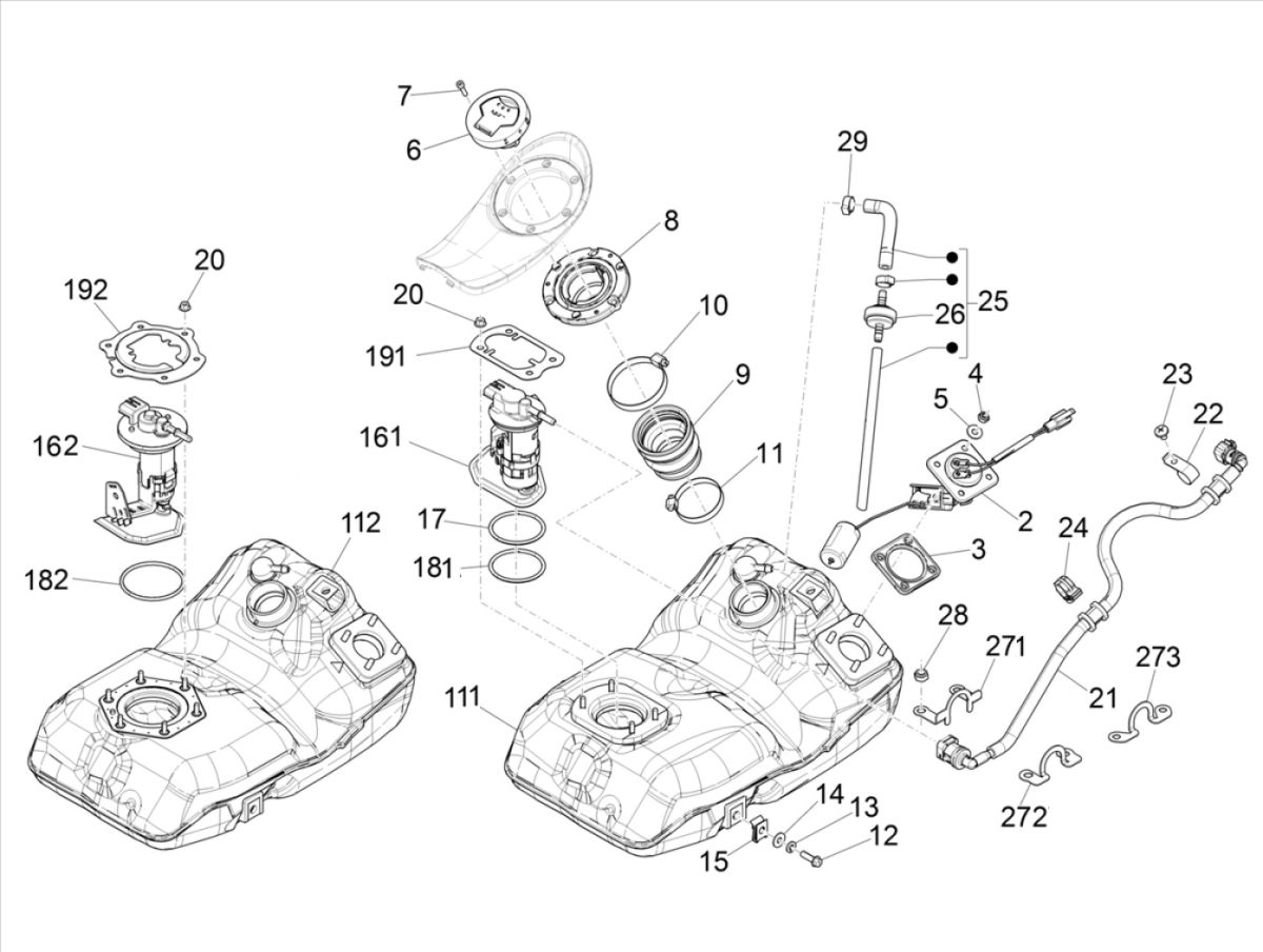 Piaggio Medley 150 4T IE ABS E4-Kraftstofftank - 2016 - 2020 (EMEA)