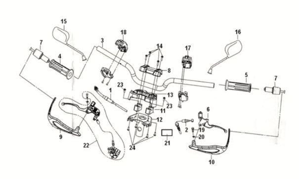 Cable - switch - handle lever Sym Crox 50 E5 BLACK/BLACK (BK-007U)