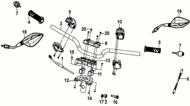 Cable - switch - handle lever Sym Jet 14 125I LC E5 2021-2024