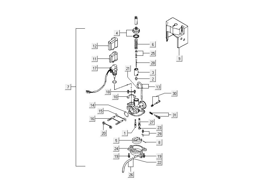 Vergaser - Choke Kymco Super9 Wechselstrom O.M Race Schwarz Gelb