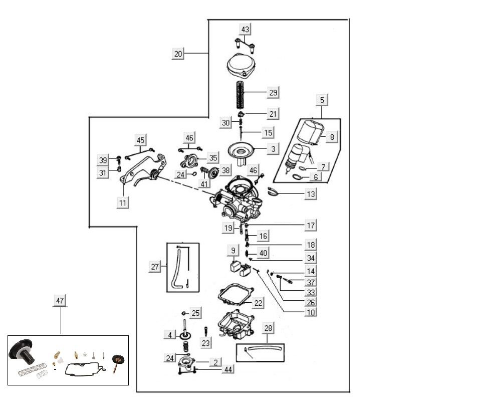 Keihin 16mm 4-Takt-Vergaser-Onderdelen-carburateur-Keihin-16mm-4-takt